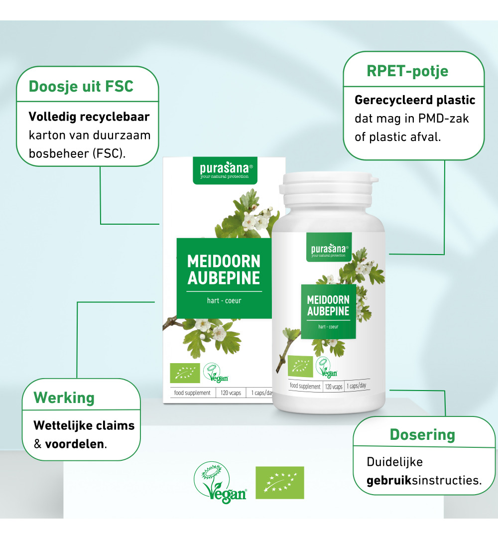 Purasana Meidoorn/Aubepine Vegan Bio (120 vega capsules) - image 8