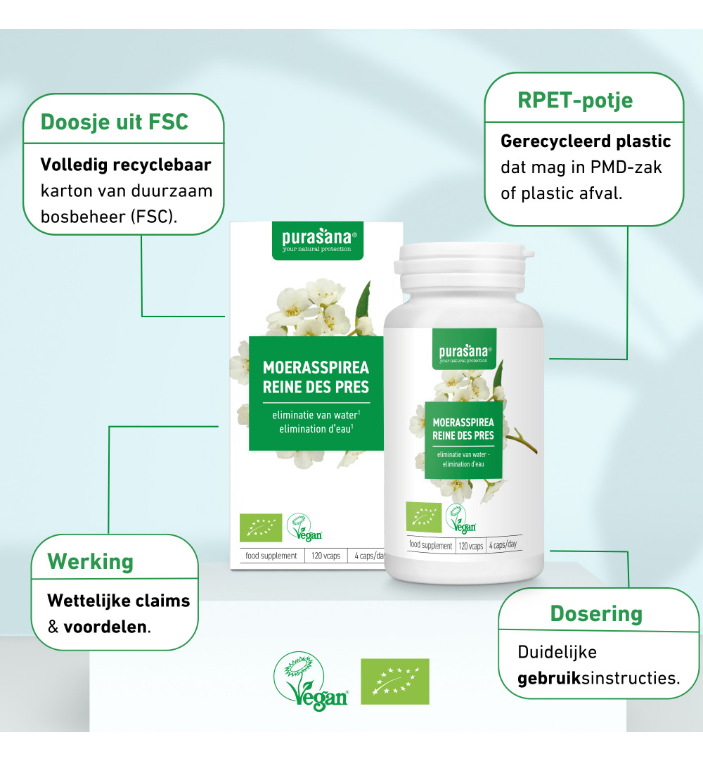 Purasana Moerasspirea/Reine Des Pres Vegan Bio (120 vega capsules) - image 8