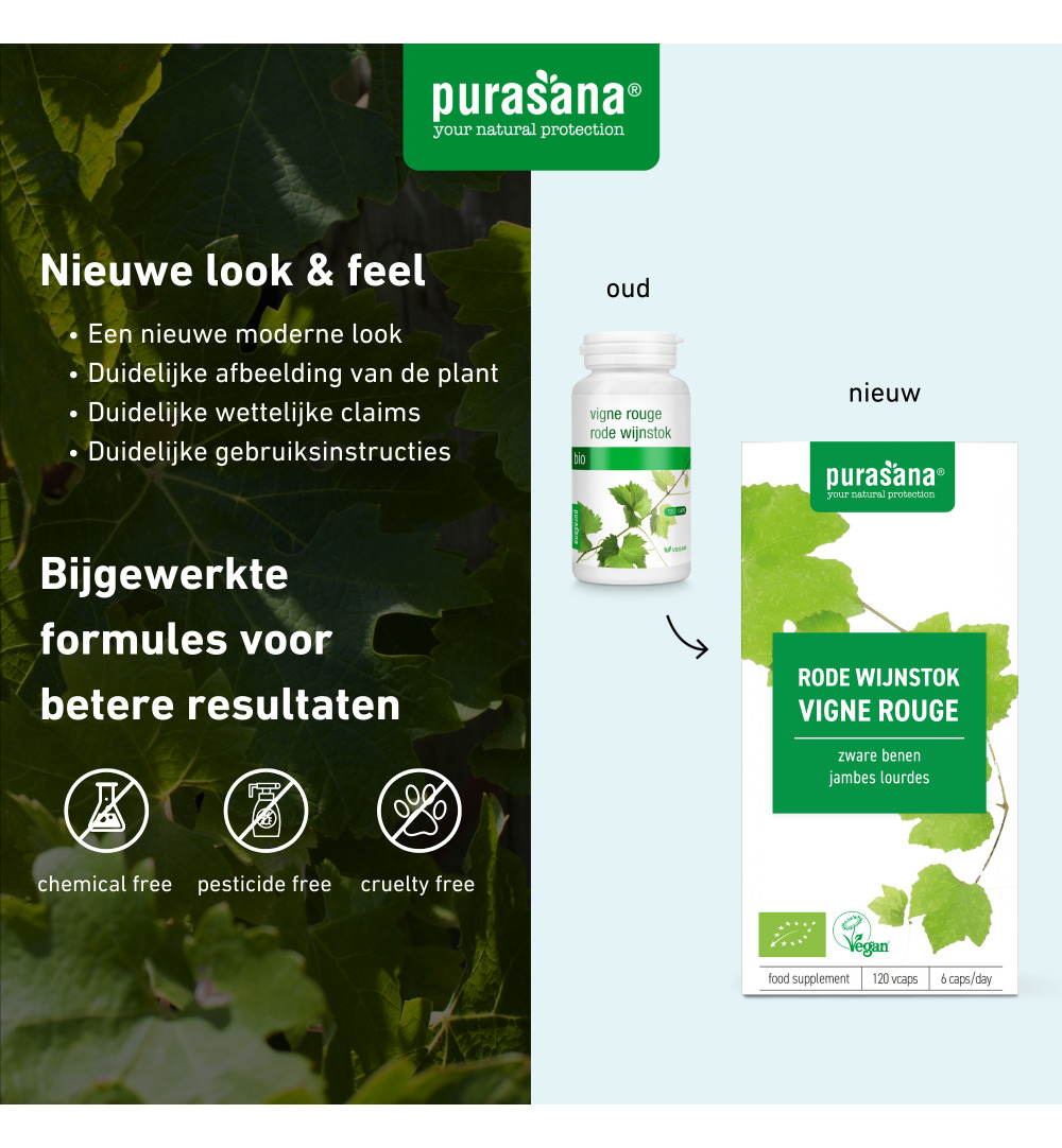 Purasana Rode Wijnstok/Vigne Rouge Vegan Bio (120 vega capsules) - image 7