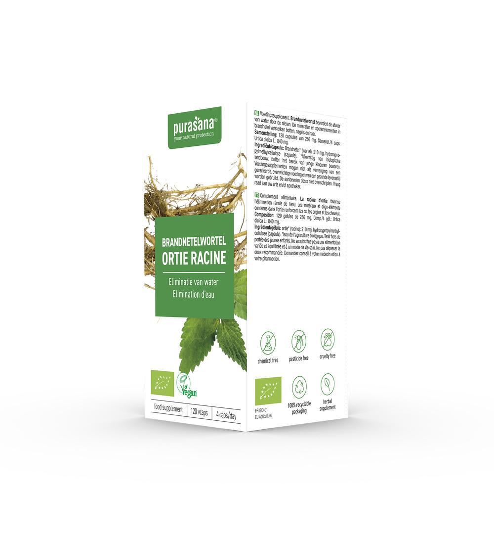 Purasana Brandnetelwortel/Ortie Racine Vegan Bio (120 vega capsules) - image 4