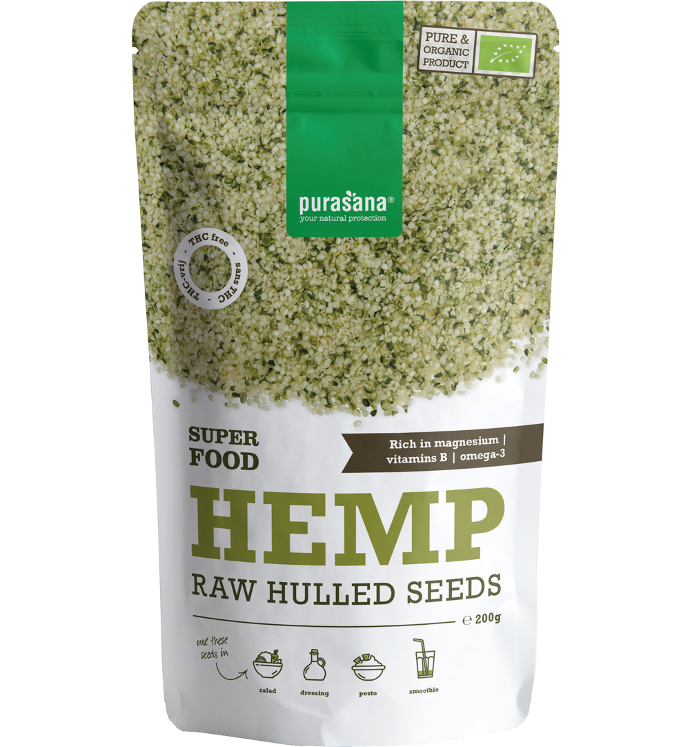 Purasana Gepeld Hennepzaad Hulled Hemp Seeds Bio (200 gr)