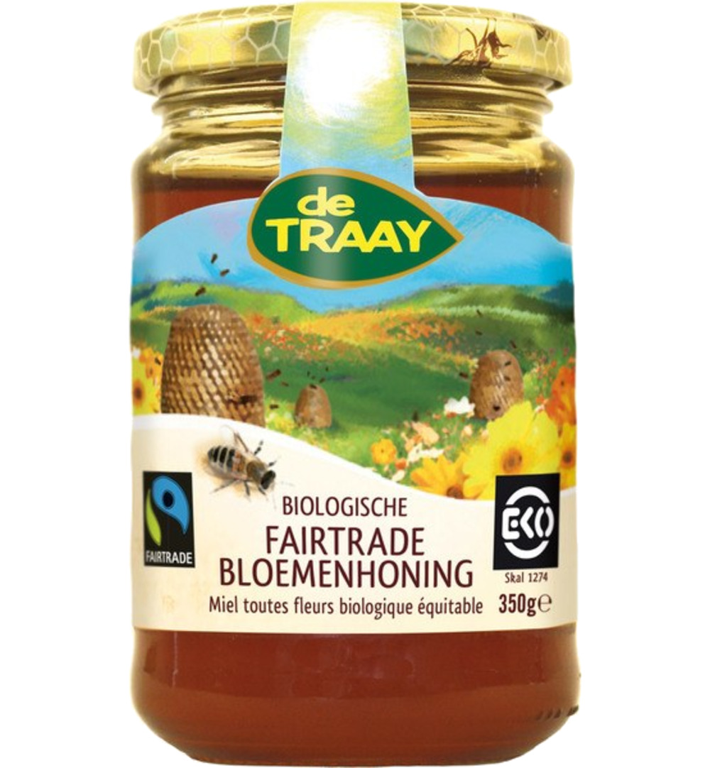 De Traay Bloemenhoning Fairtrade Bio (350 gr)