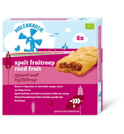 Molenaartje Spelt fruitreep rood fruit bio (180 gr)