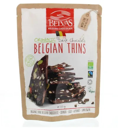 Belvas Thins puur goji amandel bio (120 gr)
