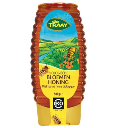De Traay Bloemenhoning Vloeibaar Knijpfles Bio (500 gr)
