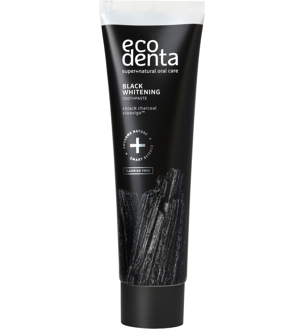 Ecodenta Tandpasta whitening houtskool extra black (100 ml)