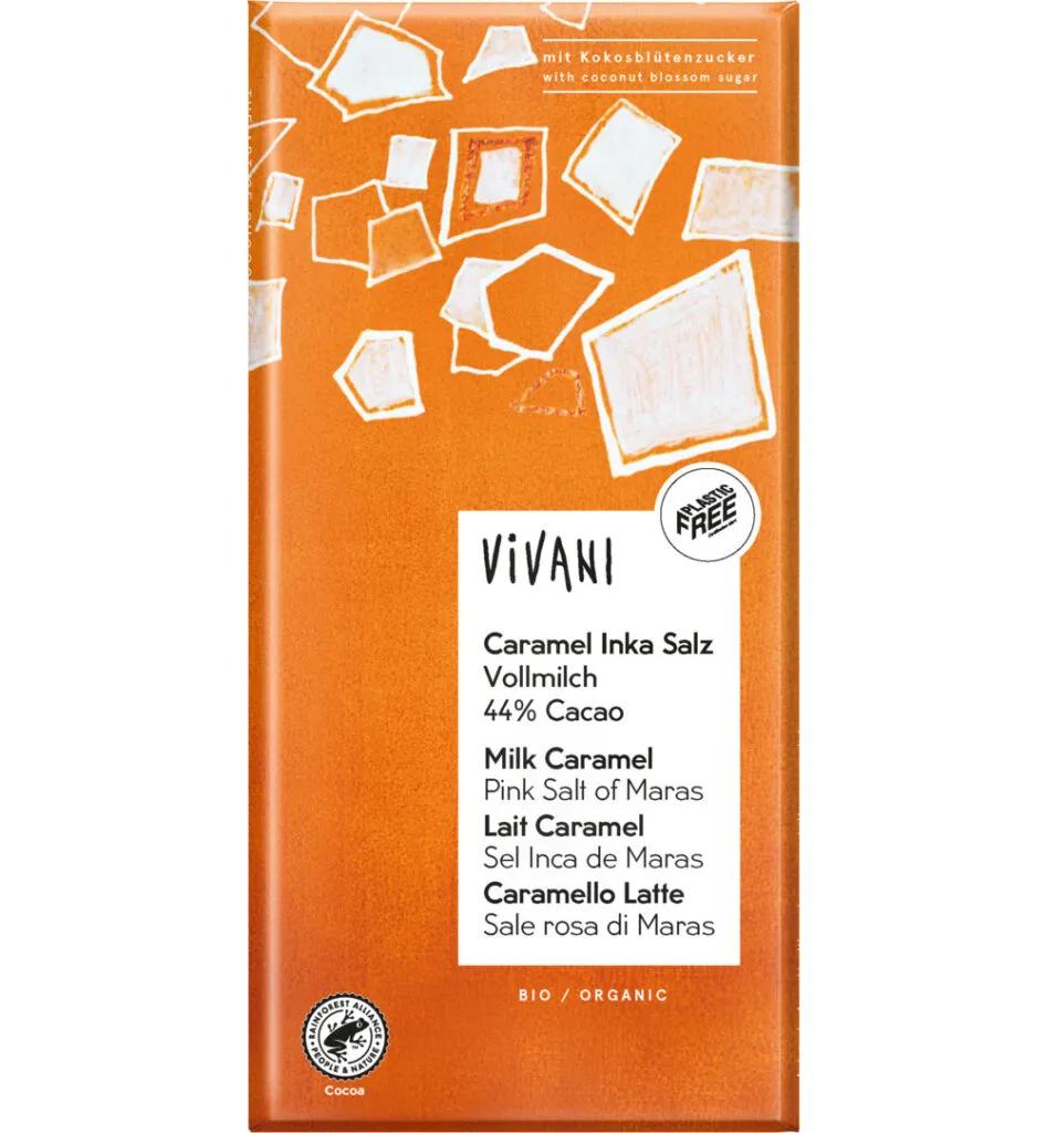 Vivani Chocolade Melk Caramel Pink Salt Of Maras Bio (80 gr)