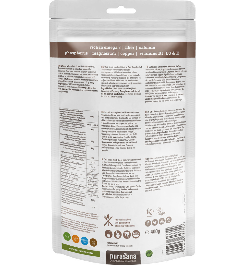Purasana Chia Zaden - Vegan Bio (400 gr)