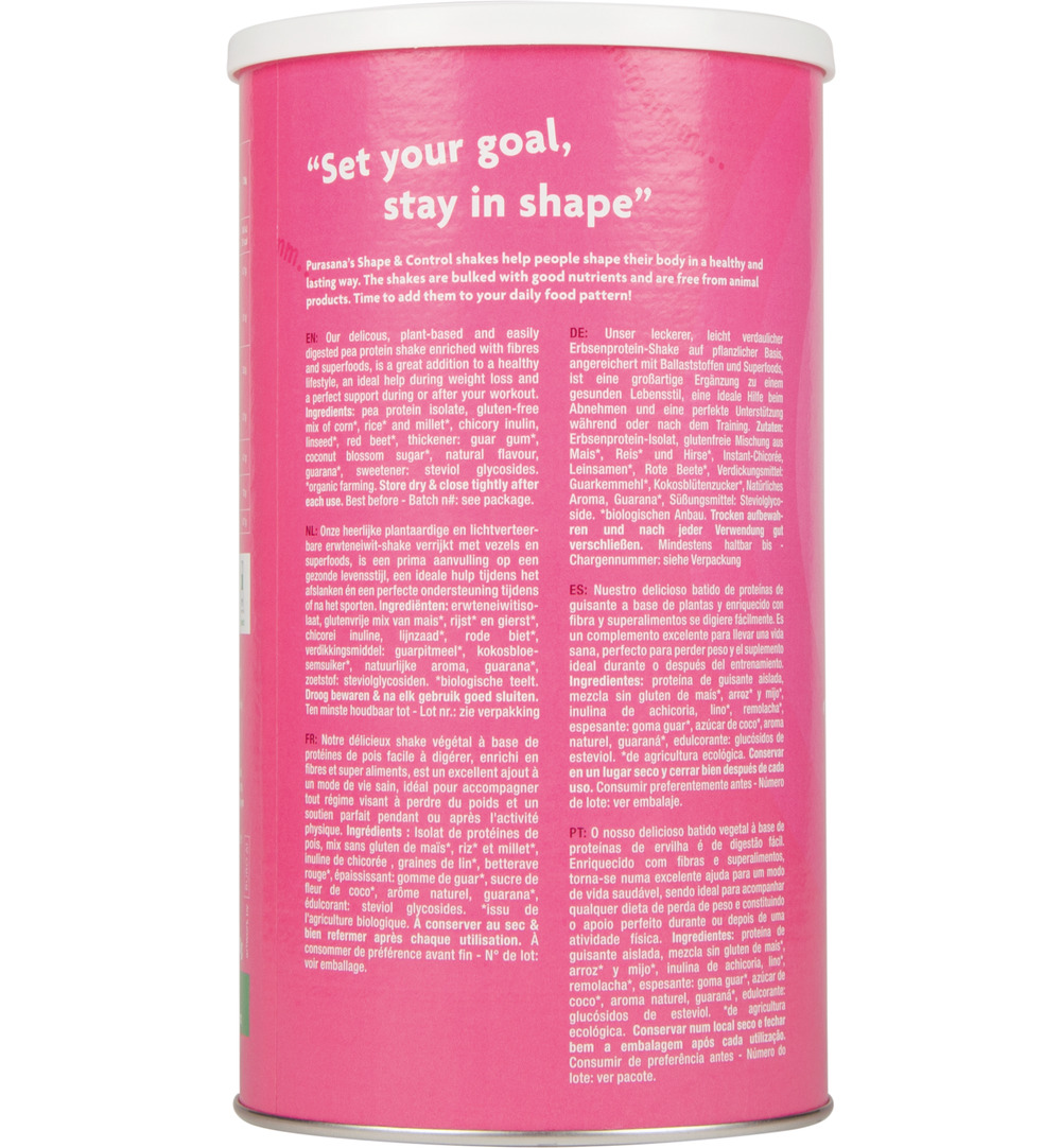 Purasana Shape & Control proteine shake Aardbei-Framboos (350 gr)