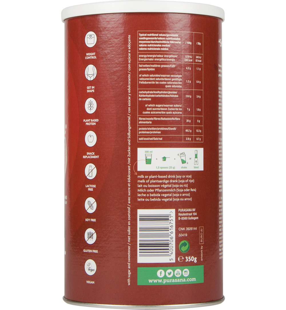Purasana Shape & Control Proteine Shake Chocolate Vegan (350 gr) - image 2