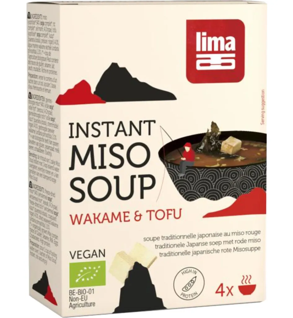 Lima Instant Miso Soep Wakame Tofu 4 X 10Gram Bio (40 gr)
