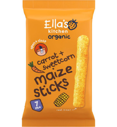 Ella'S Kitchen Maize Sticks Carrot Sweetcorn 7+ Maanden Bio (16 gr)