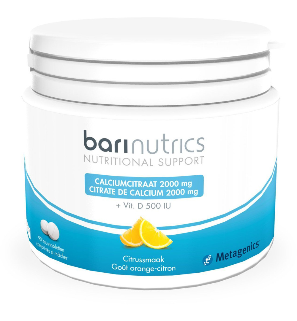 Barinutrics Calciumcitraat citrus (90 kauwtabletten)