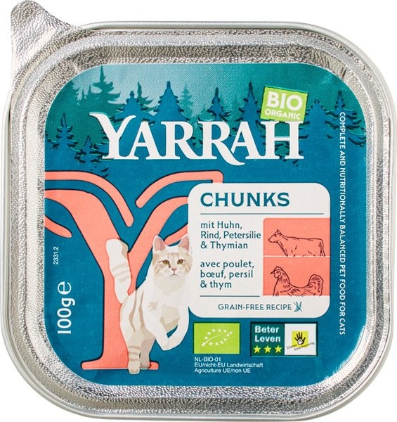 Yarrah Kattenvoer Chunks Met Kip En Rund Bio (100 gr)