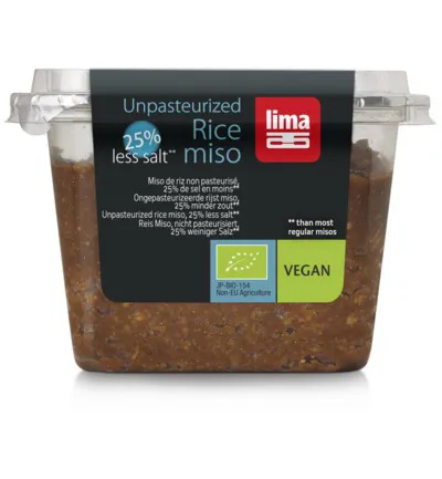 Lima Brown Rice Ongepasteuriseerd 25% Minder Zout Bio (300 gr)
