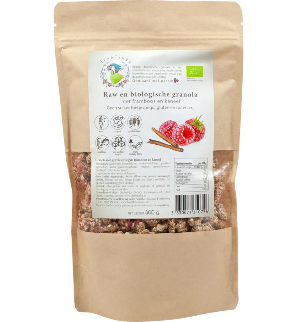 Vitiv Tijgernootgranola Framboos Kaneel Bio (300 gr)