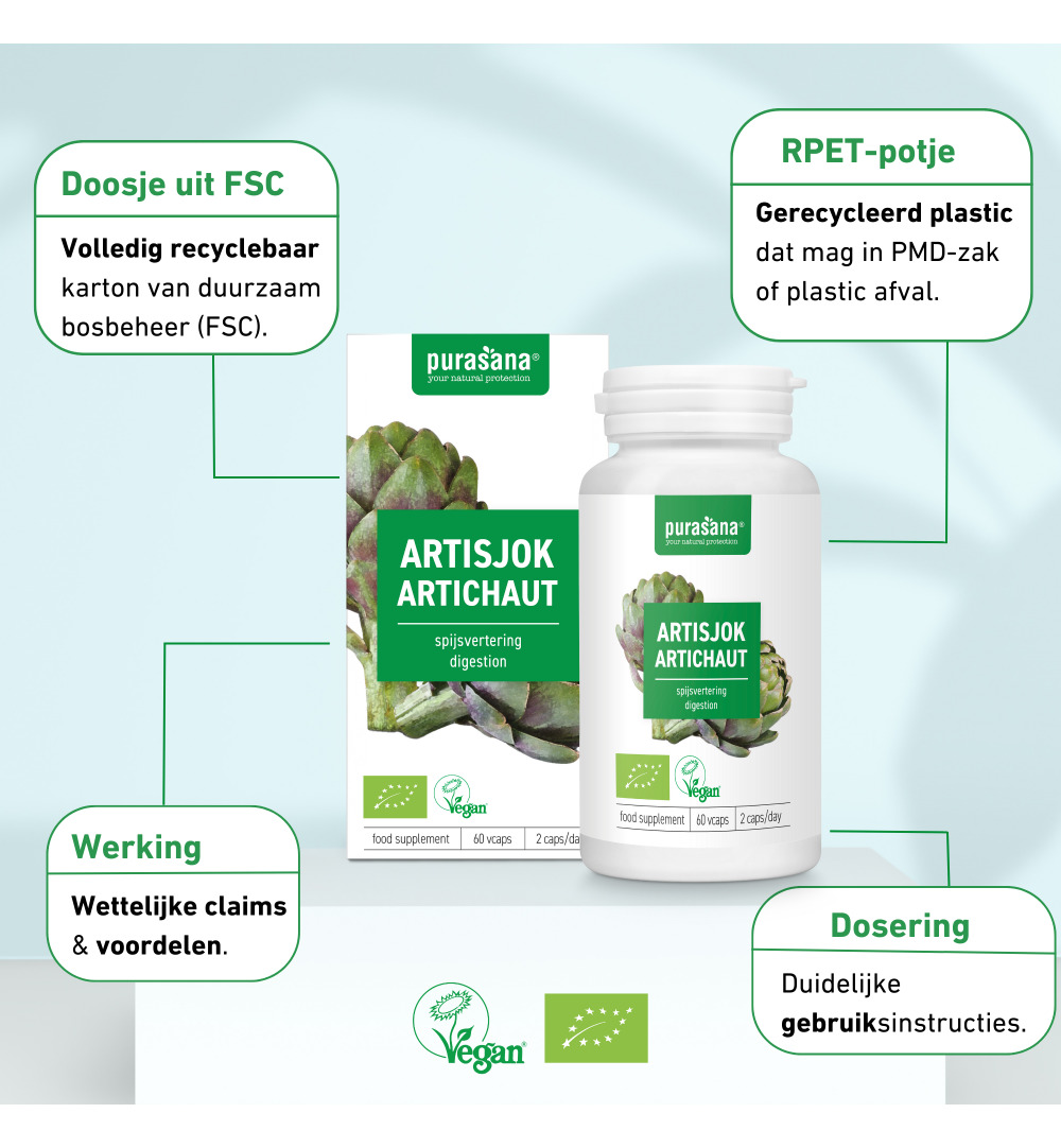 Purasana Artisjok extract 300 mg (60 vega capsules) - image 8