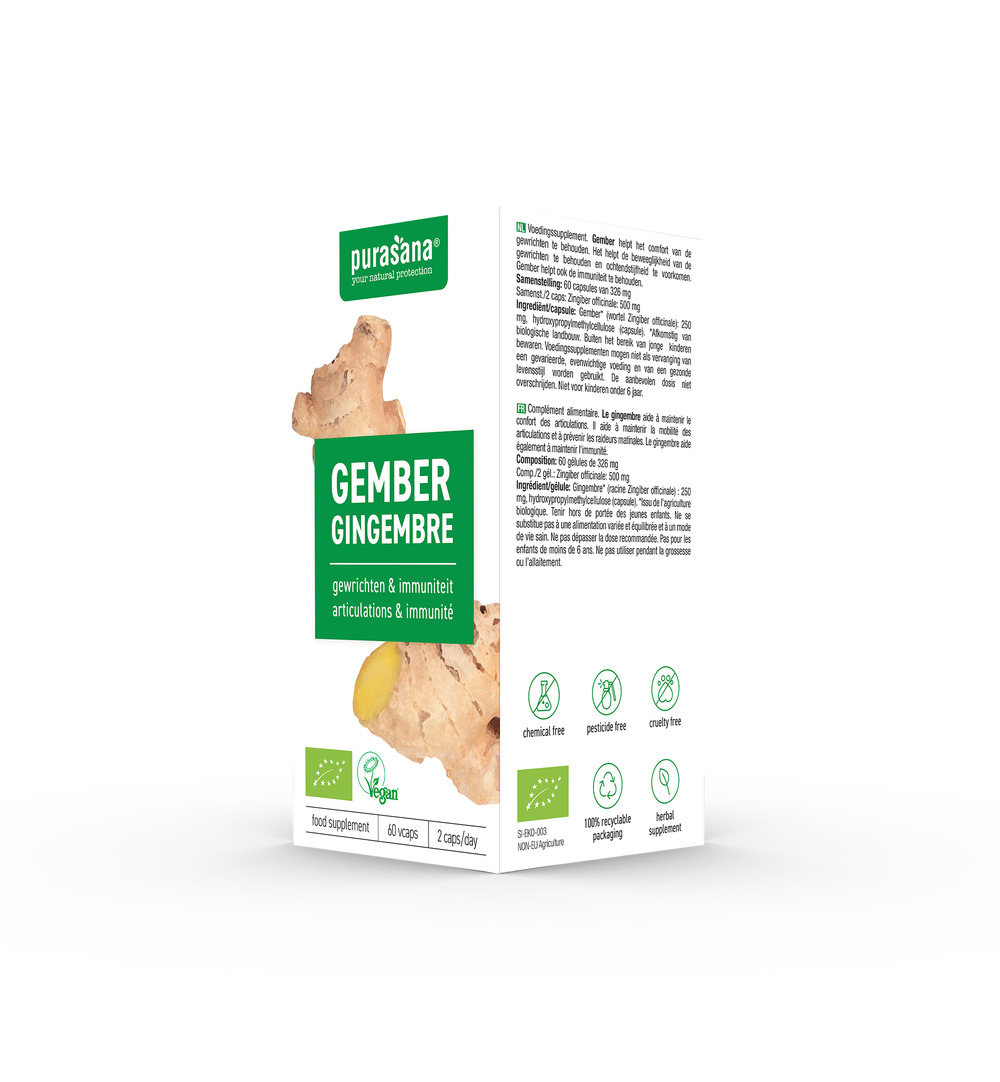 Purasana Gember 250 mg BIO (60 vega capsules) - image 4