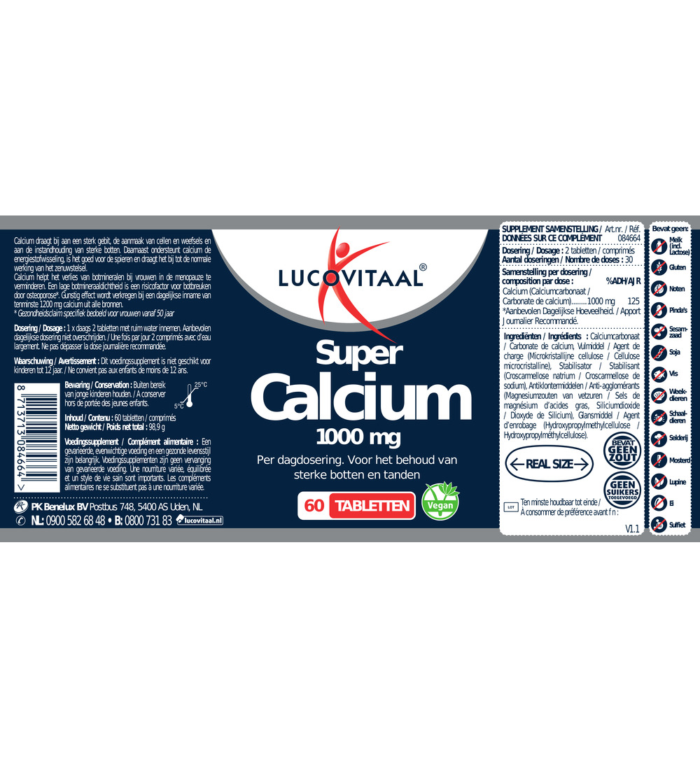 Lucovitaal Super Calcium 1000mg (60 tabletten)