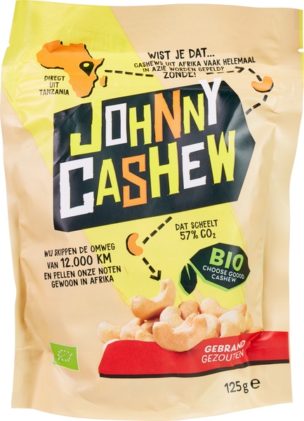 Johnny Cashew Cashewnoten Gebrand & Gezouten (125 gr)