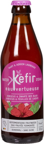 Kéfir Eau Vertueuse Waterkefir Hibiscus & Zwarte Bes Blad (330 ml)