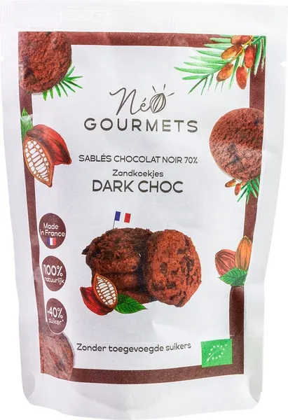 Neogourmets Zandkoekjes Dark Choc 70% (100 gr)