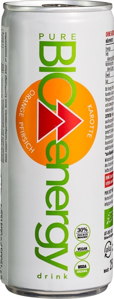 PURE BIO Energy Energiedrank Sinaasappel En Perzik (250 ml)