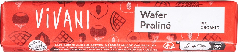 Vivani Chocolate-Bar Wafer Praliné (40 gr)