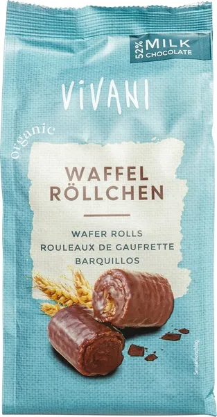 Vivani Wafel Rolls Melk (125 gr)