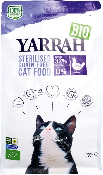 Yarrah Kattenbrokken Tarwevrij, Kip (700 gr)