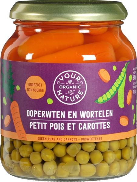 Your Organic Nature Doperwten/Wortelen (340 gr)