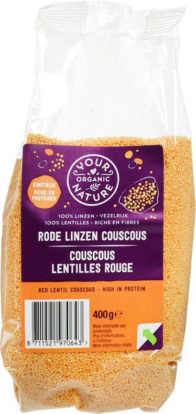 Your Organic Nature Couscous Rode Linzen (400 gr)