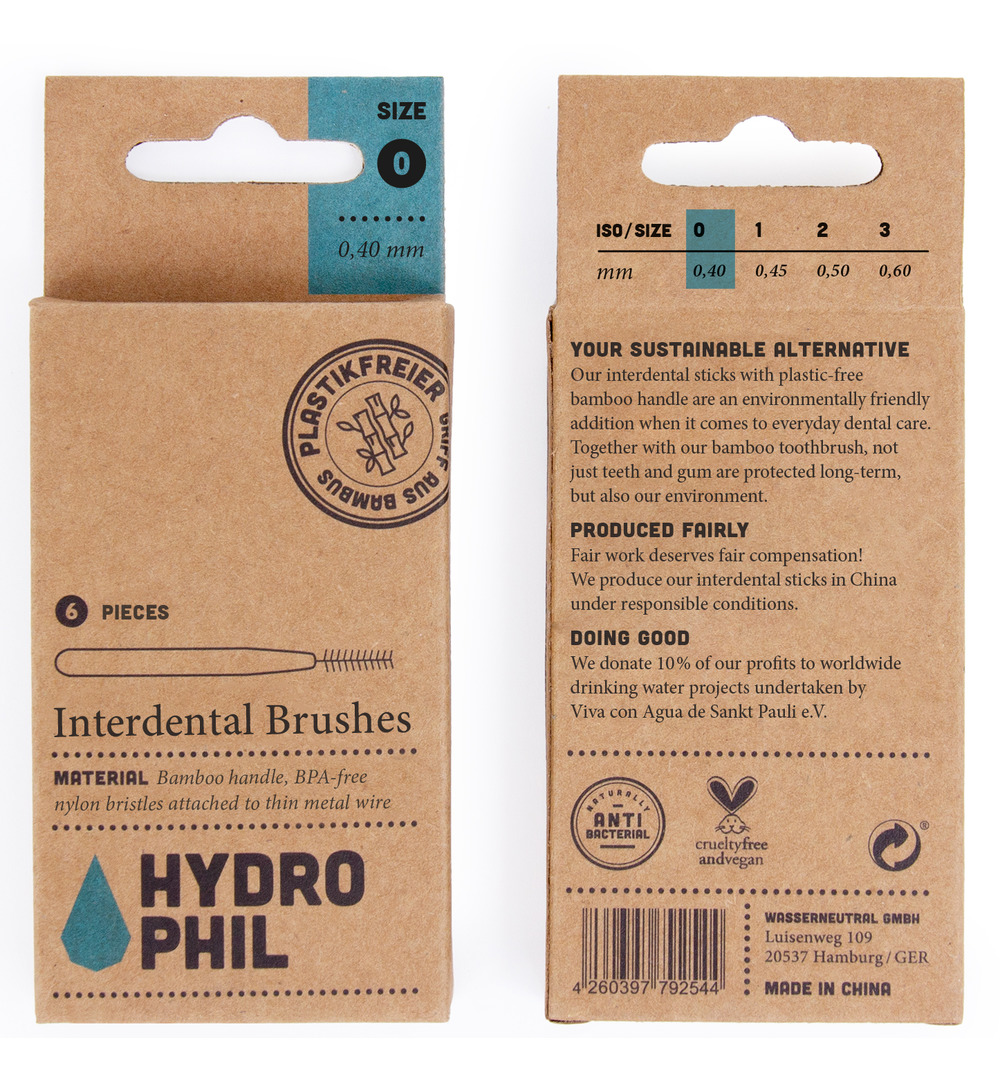 Hydrophil Tandenragers 0,40mm met bamboe handvat en nylon van castorol (6 stuks)