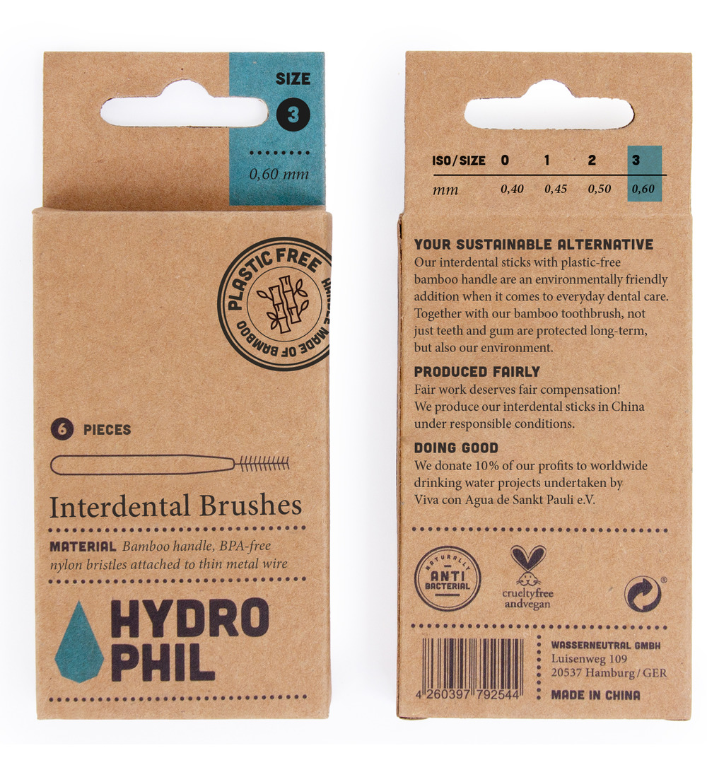 Hydrophil Tandenragers 0,60mm met bamboe handvat en nylon van castorol (6 stuks)