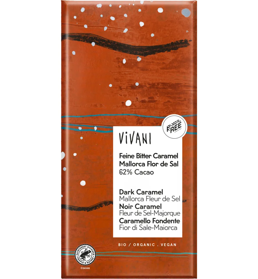 Vivani Dark caramel Mallorca fleur de sel 62% cacao bio (80 gr)