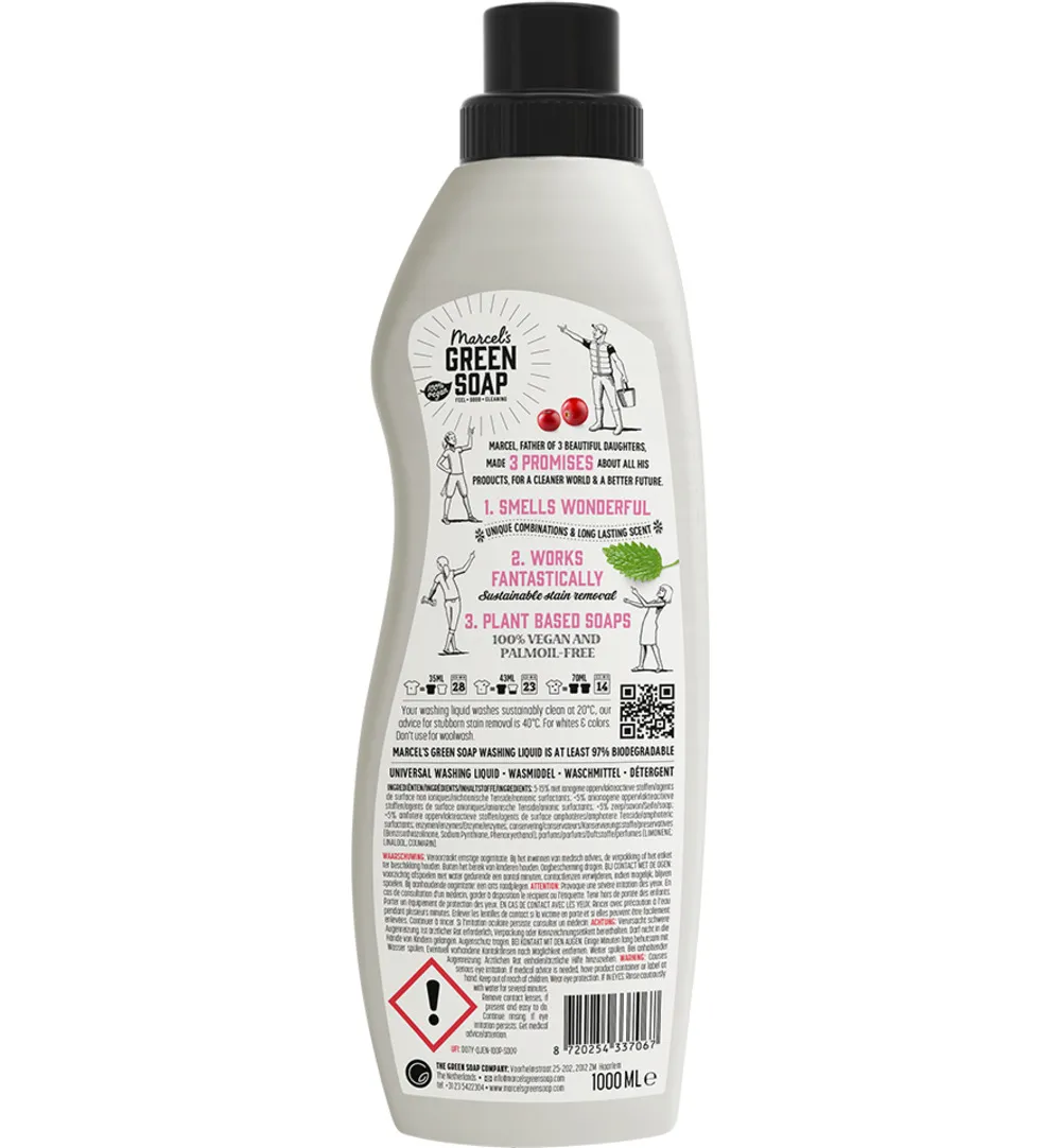 Marcel's Green Soap Wasmiddel Universeel Patchouli & Cranberry (1000 ml)