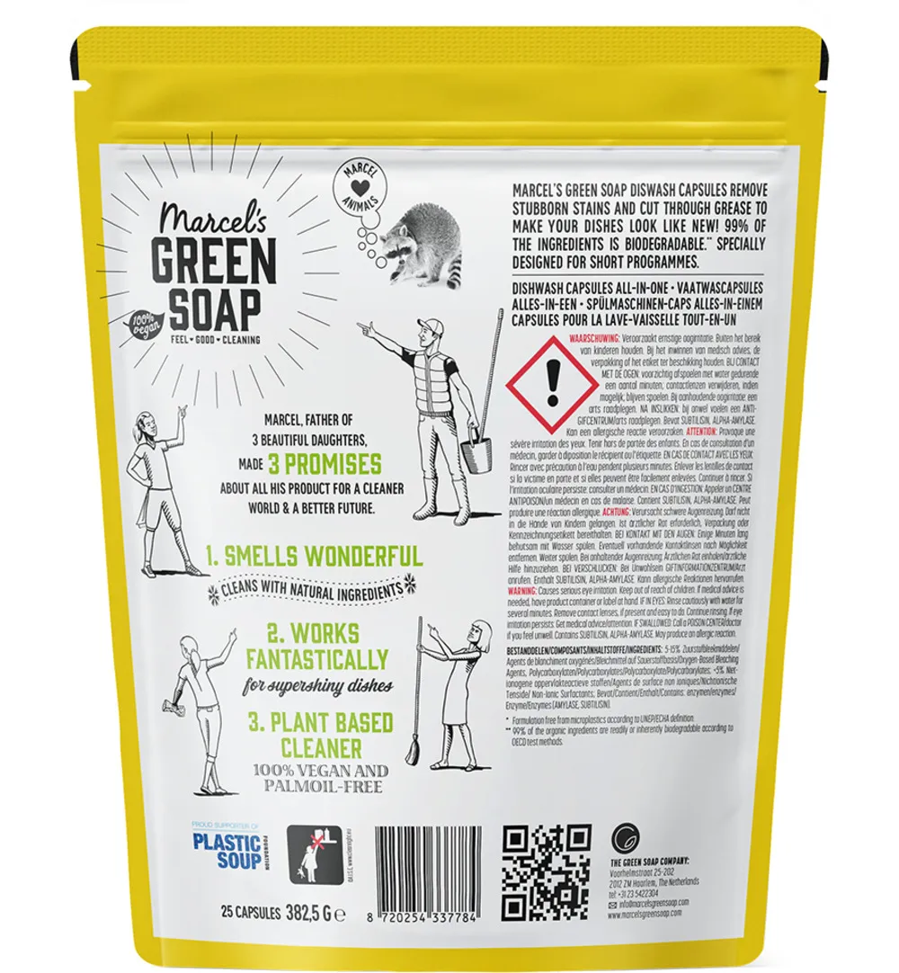 Marcel's Green Soap Dishwash capsules (25 stuks)