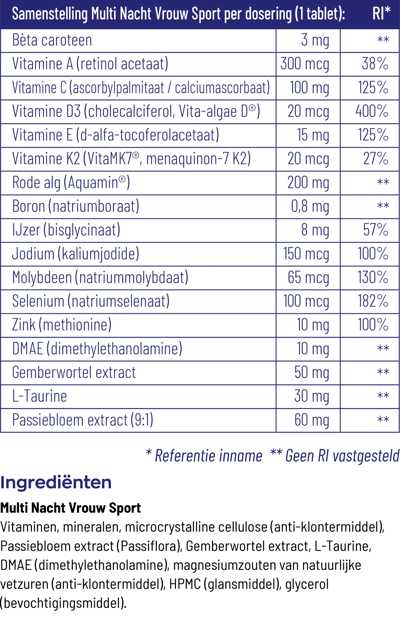 Vitakruid Multi Dag & Nacht Vrouw Sport 100% Vegan (2 X 90 tabletten) - image 2
