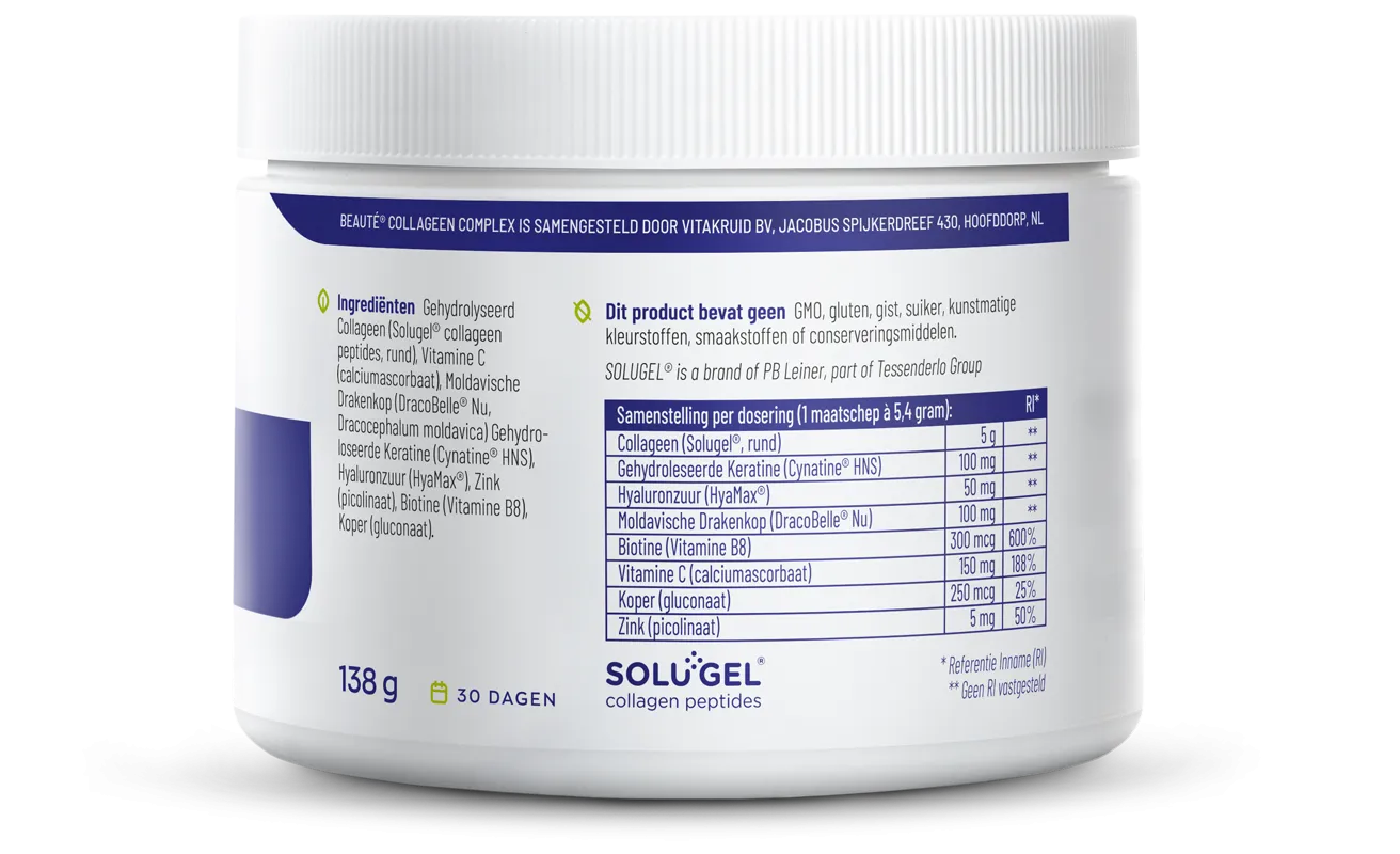 Vitakruid Beauté Collageen Complex Keratine Hyaluronzuur (138 gr) - image 2
