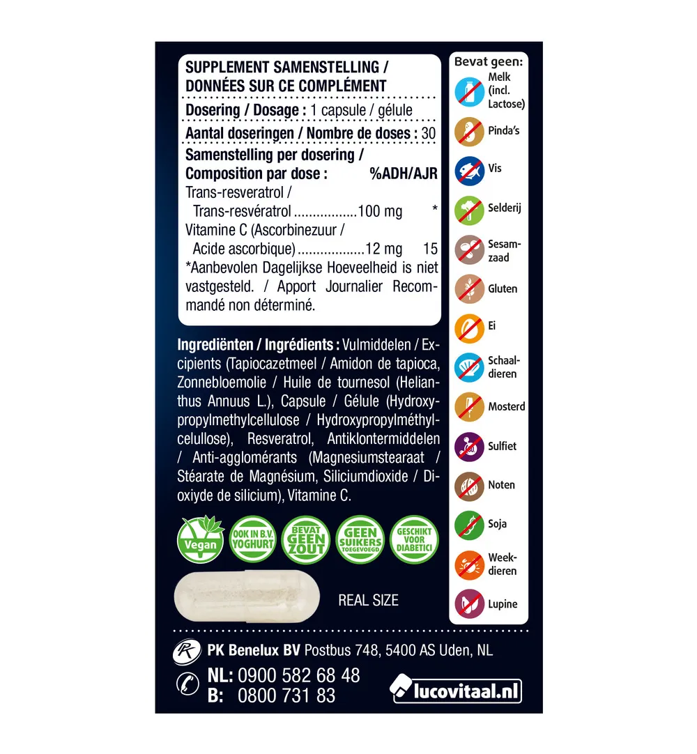 Lucovitaal Super Resveratrol 100Mg (30 capsules) - image 2