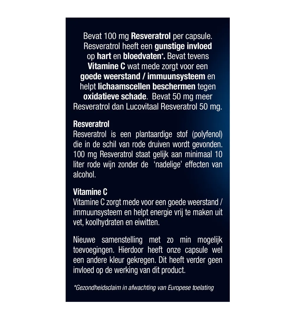 Lucovitaal Super Resveratrol 100Mg (30 capsules) - image 5