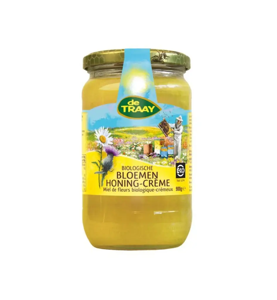 De Traay Bloemenhoning Creme Bio (900 gr)