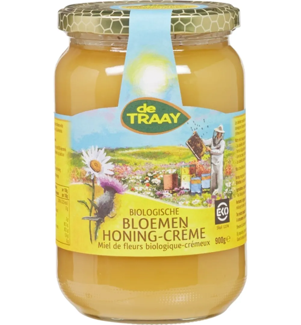 De Traay Bloemenhoning Creme Bio (900 gr)