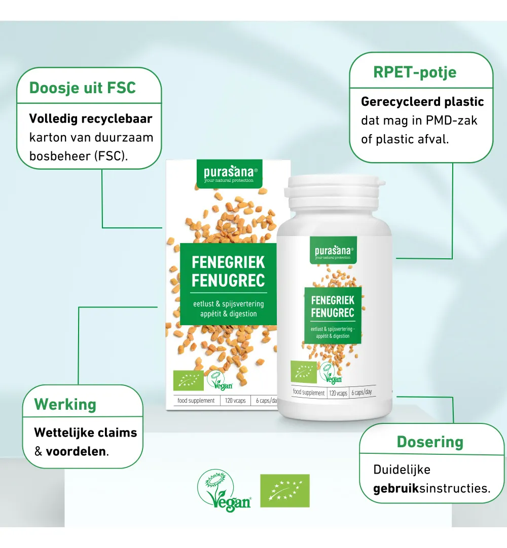 Purasana Fenegriek/Fenugrec Vegan Bio (120 vega capsules) - image 8