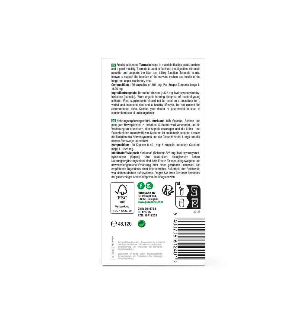Purasana Curcuma Vegan Bio (120 vega capsules) - image 3