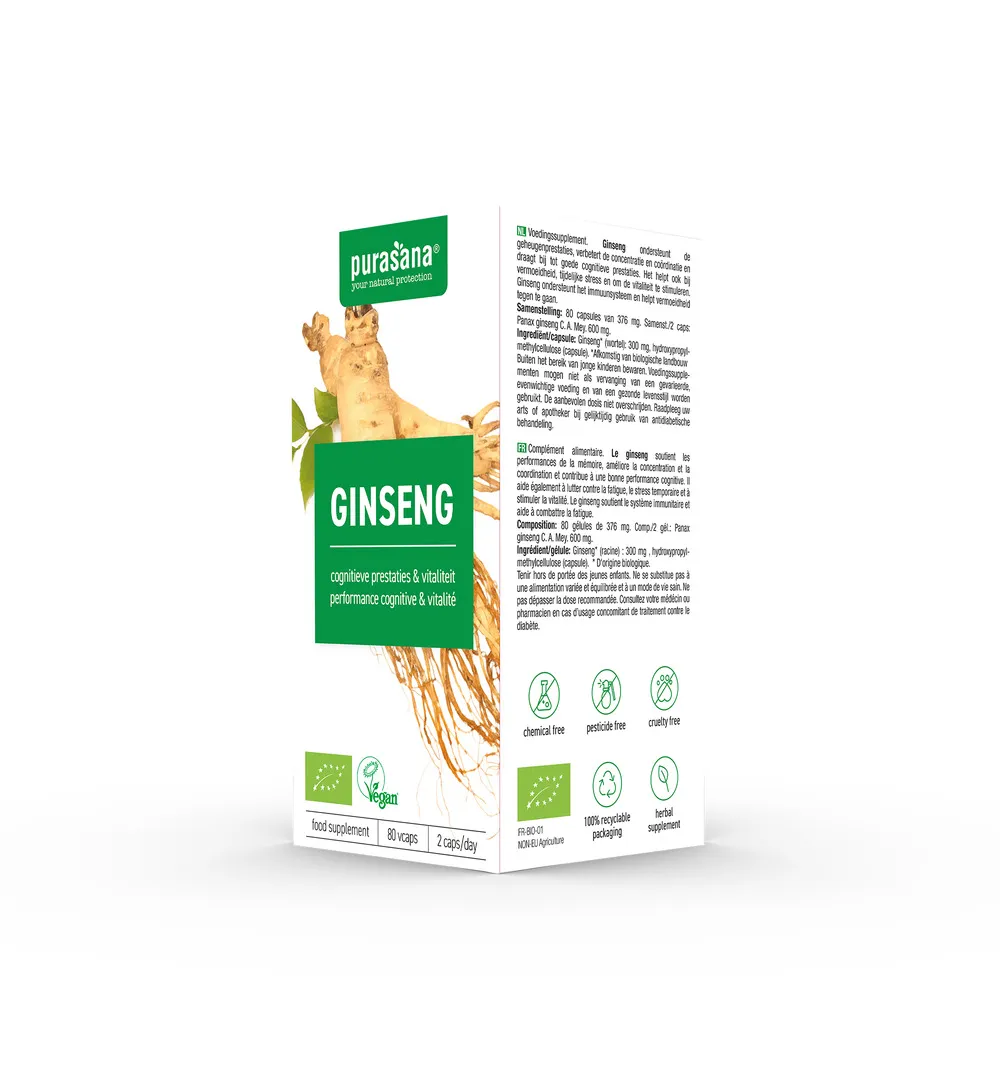 Purasana Ginseng Vegan Bio (80 vega capsules) - image 4