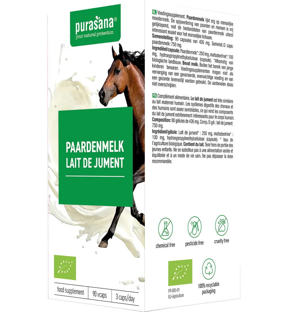 Purasana Paardenmelk Bio (90 vega capsules)