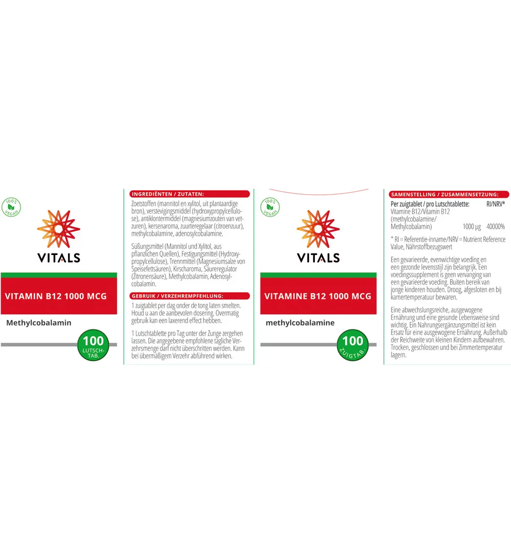 Vitals Vitamine B12 1000 Mcg (100 zuigtabletten) - image 3