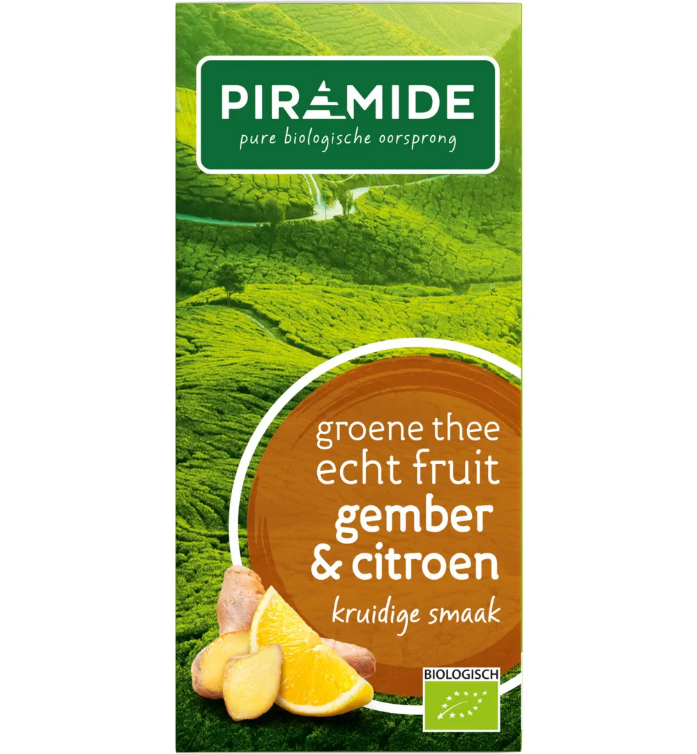 Piramidegroene Thee Met Gember En Citroen Bio (20 stuks)