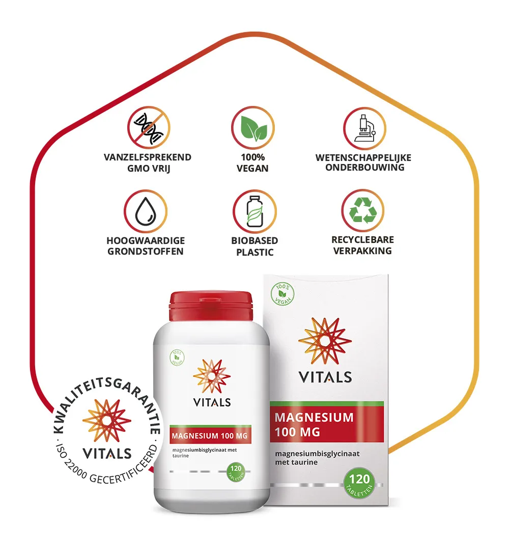 Vitals Magnesiumbisglycinaat 100 mg (120 tabletten) - image 4
